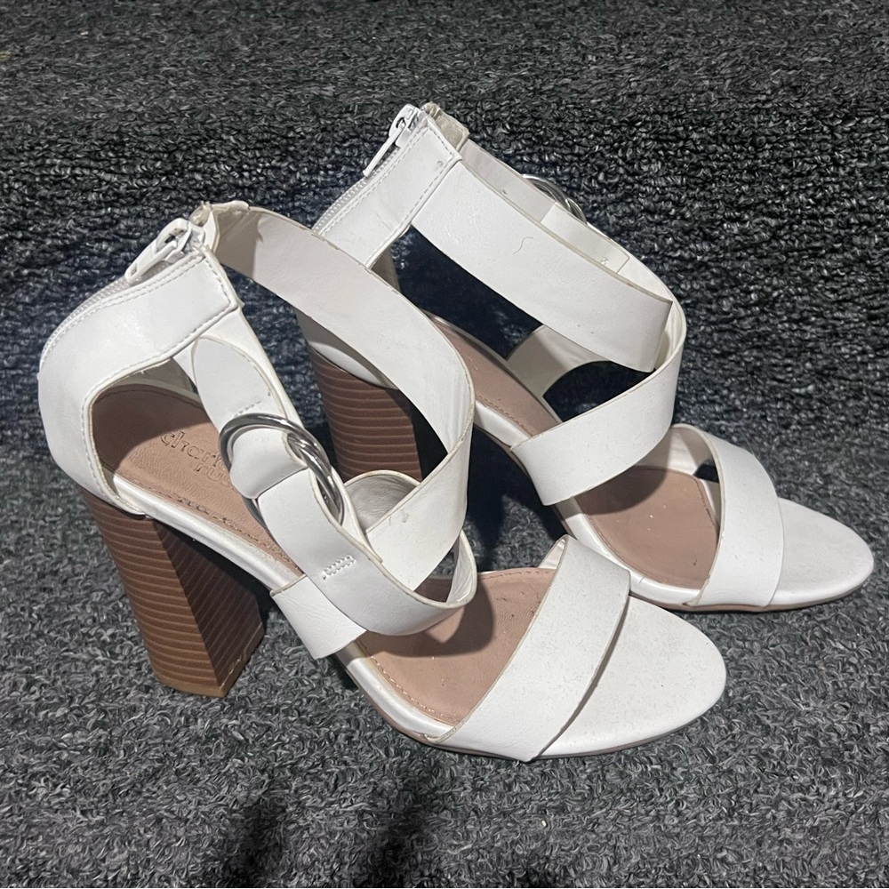 Charlotte Russe White Strappy Block Heels